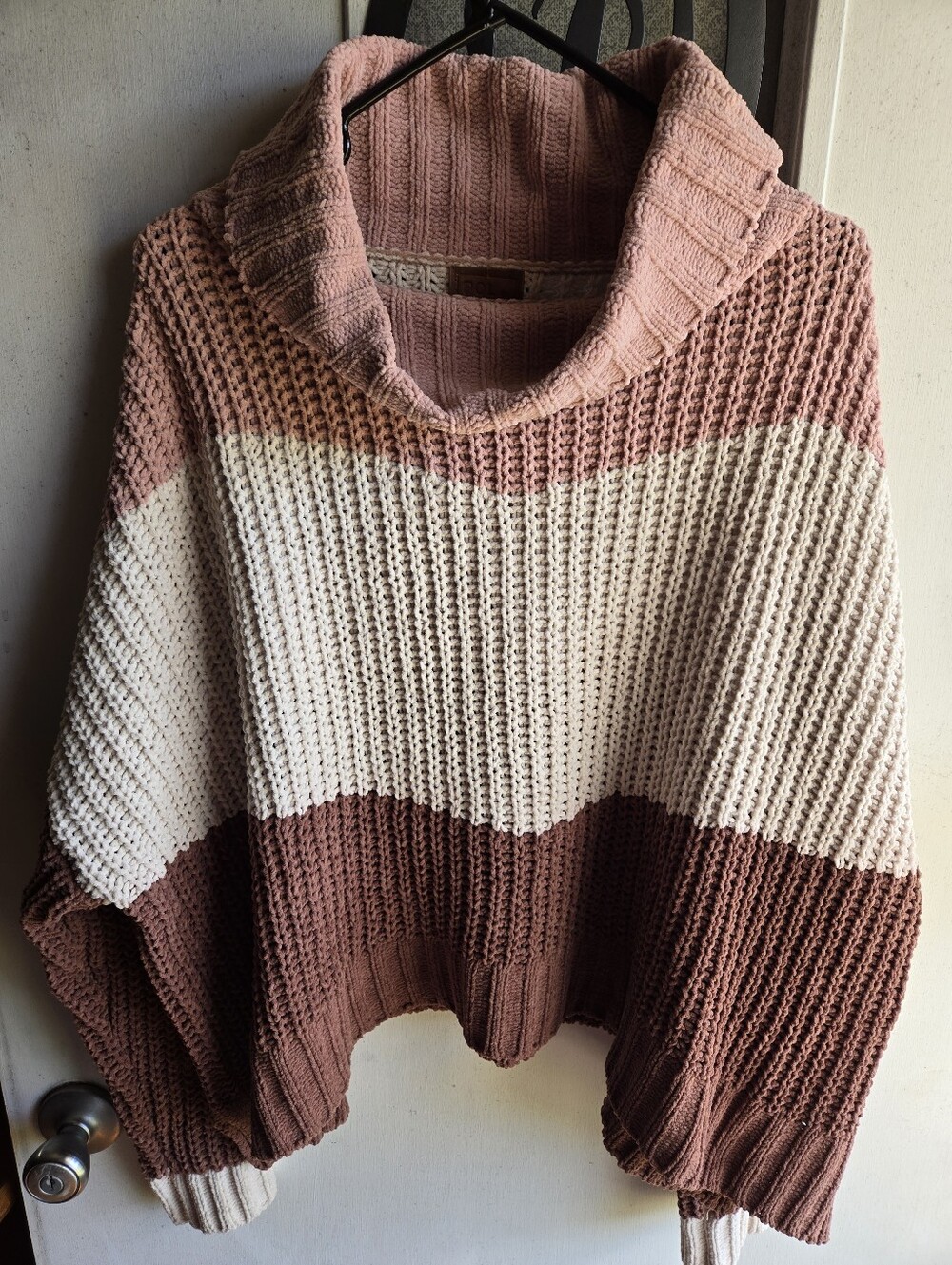 POL Cozy Colorblock Cow Neck Sweater NWOT